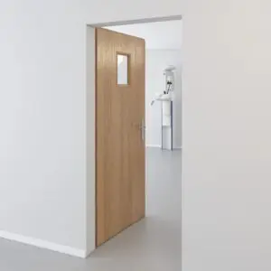 Dark Oak Leaded door with 200x300mm leaded viewing window