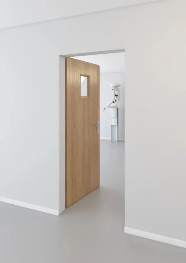 Dark Oak Leaded door with 200x300mm leaded viewing window