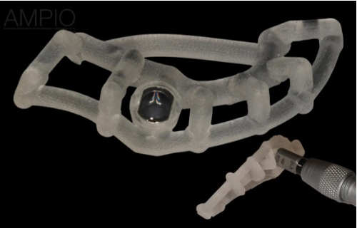 Printed surgical guide seated on the dental model