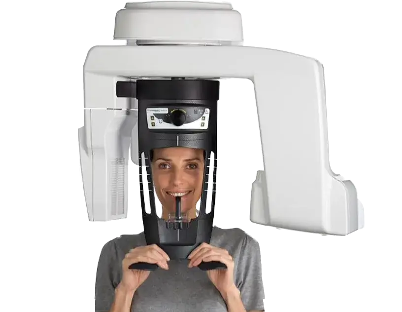 Patient standing face-forward in the CS 8200 3D
