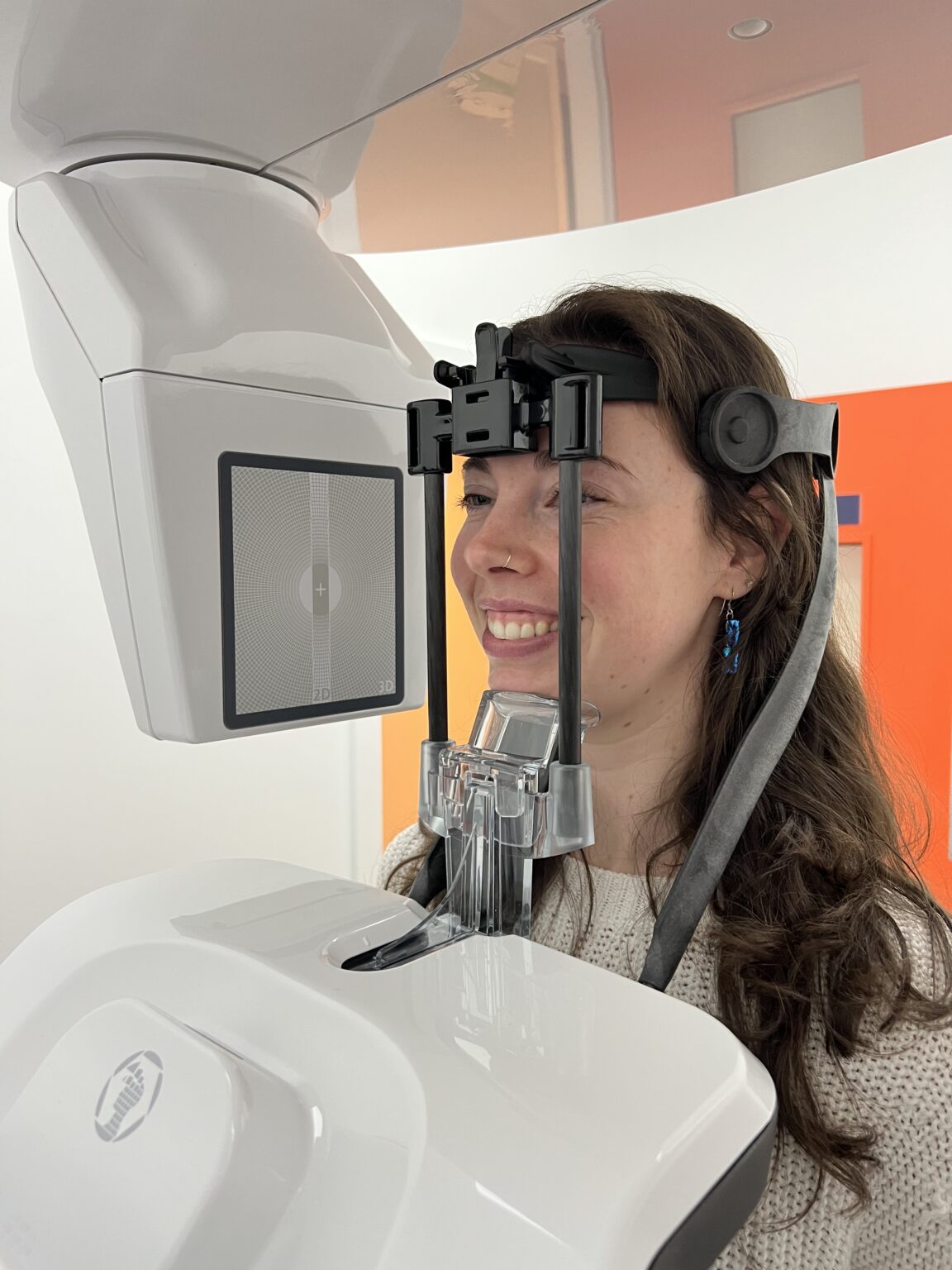 Patient positioned in the Carestream CS 9600 CBCT at Evo Dental